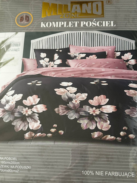 Komplet pościeli różowo czarna nr 106